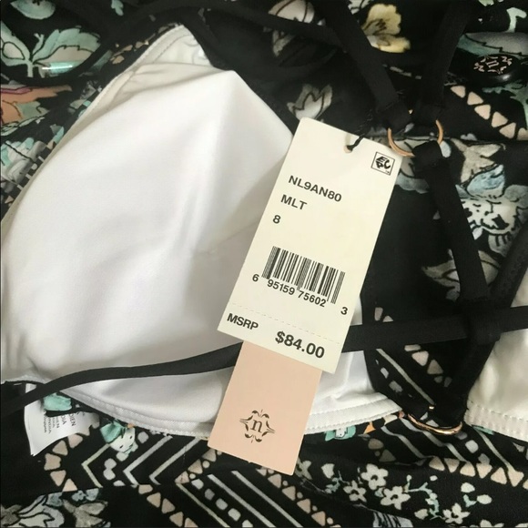 Nanette Lepore sz 8 bikini black floral print - Picture 5 of 6